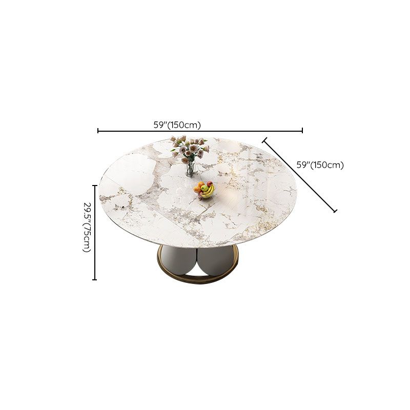 Metal Dining Table Extendable Pedestal Dining Table for Kitchen