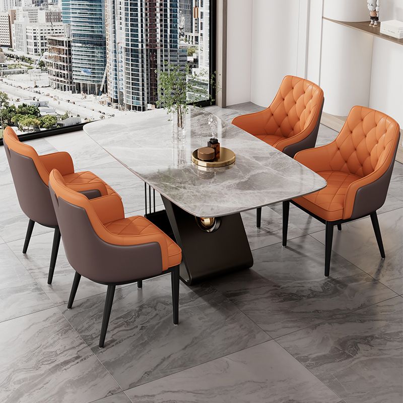 Sedia da pranzo in stile contemporaneo imbottito con gambe metalliche