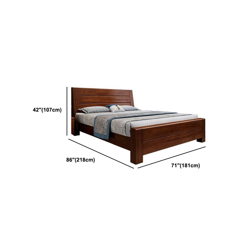 Mid-Century Modern Bed in Pine Wood with Sleigh Headboard Sleigh Bed