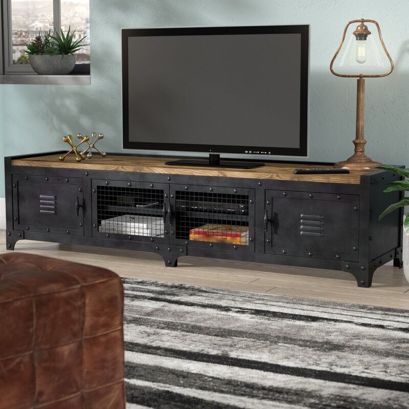 American Retro Industrial Style TV Cabinet Iron Art Solid Wood Bedroom TV Stand Clearhalo 'furn' 'furn_tv_stands_entertainment_centers' 'Furniture' 'Living Room Furniture' 'TV Stands & Entertainment Centers' 'TV Stands & Media Storage Furniture' 'tv_stands_entertainment_centers' 1200x1200_7c33876e-02d5-4ef8-891d-1e379e982bbd