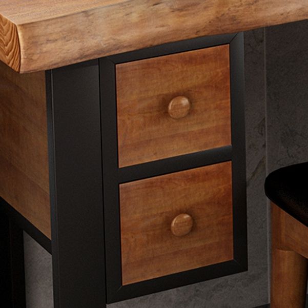 Wood Industrial Computer Desk rechthoekige bureau met 2 laden