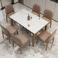 Mid-Century Modern Dining Table Stone Dining Table with Solid Wood Base Clearhalo 'Dining Tables & Seating' 'Dining Tables' 'dining_table' 'Furniture' 'furniture_dining_table' 'Kitchen & Dining Furniture' 'kitchen' 'kitchen_dining_table' 1200x1200_7c34991b-121d-43fa-96e0-5188496e8fba