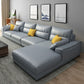 Faux Leather Sectional with 4 Pillows Back and Square Arm for Living Room
