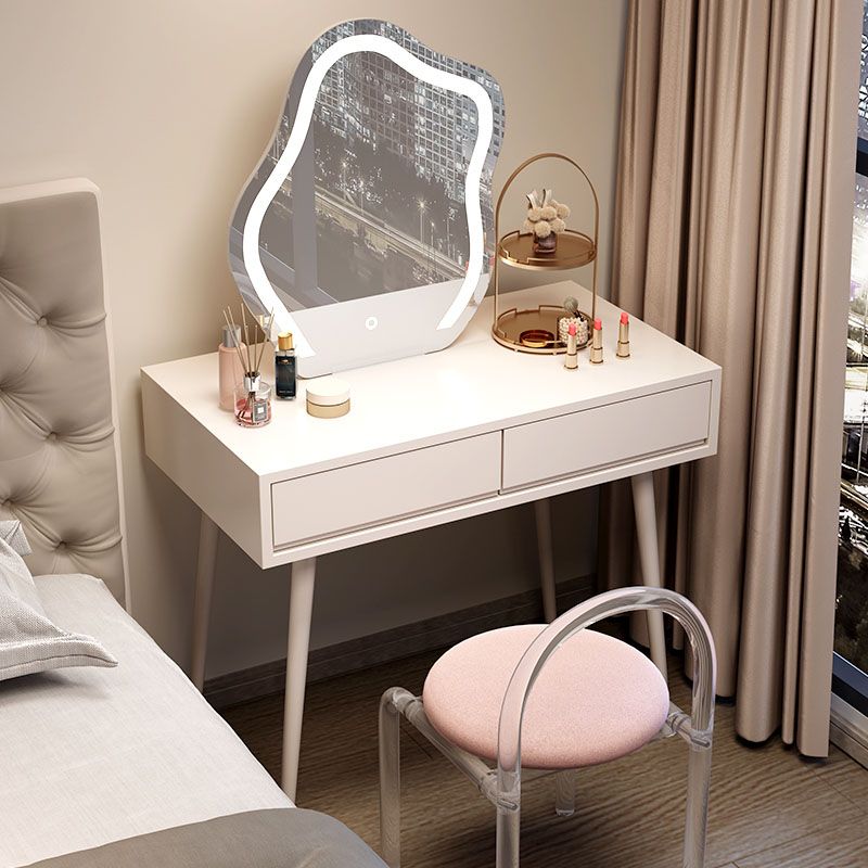 Tavolo da letto moderno a specchio illuminato tavolo da letto con set di feci