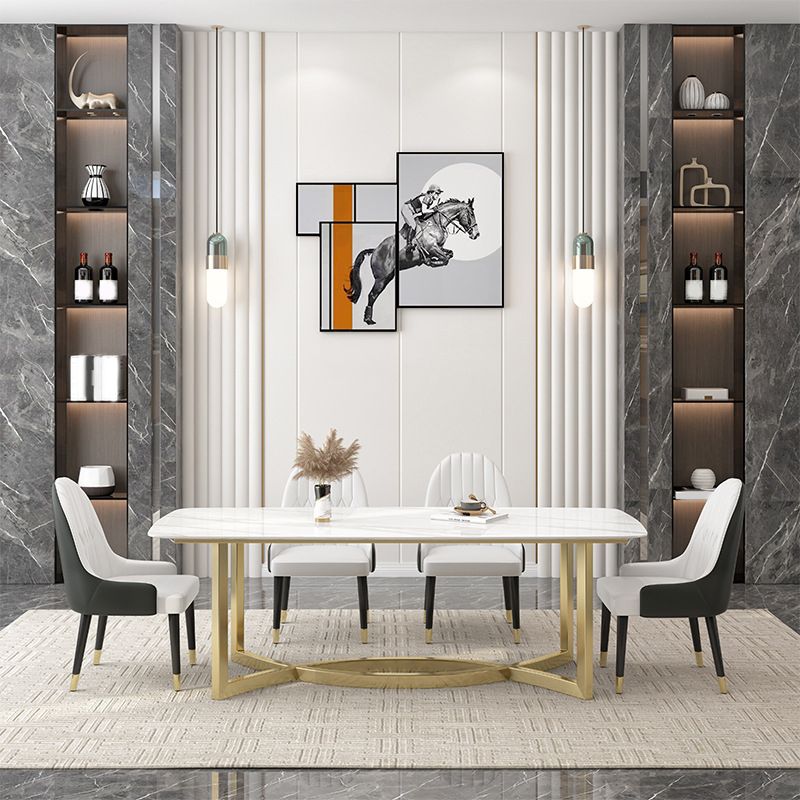 Ensemble de salle à manger rectangulaire luxueux, ensemble de Table de dinette en pierre frittée, 1/4/5/7 pièces