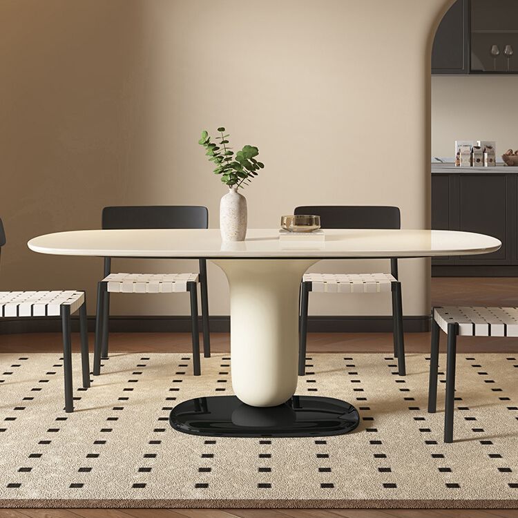 1/4/5 pièces de mobilier de salle à manger piédestal en bois ovale blanc ensemble pour la maison