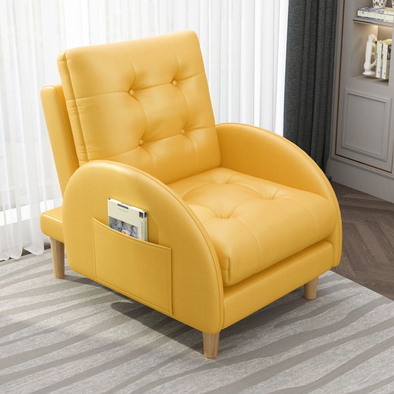 Modern Accent Chair Fabric/PU Chair With Tufted Back with 4 Legs Base Clearhalo 'Accent Chairs' 'accent_chairs' 'Chairs & Seating' 'furn' 'furn_accent_chairs' 'Furniture' 'Living Room Furniture' 1200x1200_7c398bba-619d-4d03-bde8-c5998f9cb50a