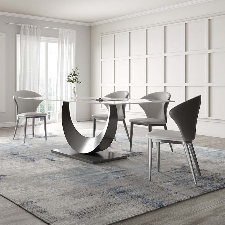 Glam Style Dining Sintered Stone Table Dining Rectangle Table with Metal Legs Clearhalo 'Dining Tables & Seating' 'Dining Tables' 'dining_table' 'furn' 'furn_dining_table' 'Furniture' 'Kitchen & Dining Furniture' 1200x1200_7c3d2864-207f-49f6-a9d4-be0d4869490f