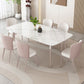 Table de salle à manger Glam Table de salle à manger rectangulaire en pierre en blanc