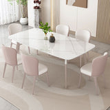 Table de salle à manger Glam Table de salle à manger rectangulaire en pierre en blanc