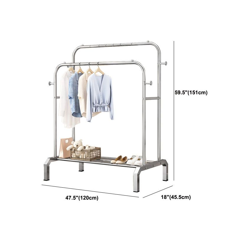 Industrielle Edelstahlhalle Hang Hängende Schienen untere Regal und 2 Haken Kleiderbügel