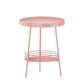 Mid-Century Metal Round Tray Top Side Table 21.6-inch 3 Legs End Table with Shelf