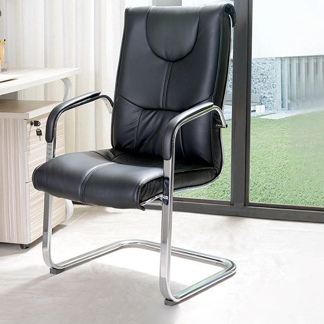 Chaise de bureau moderne en cuir à dossier haut avec accoudoirs inclus, noir/marron