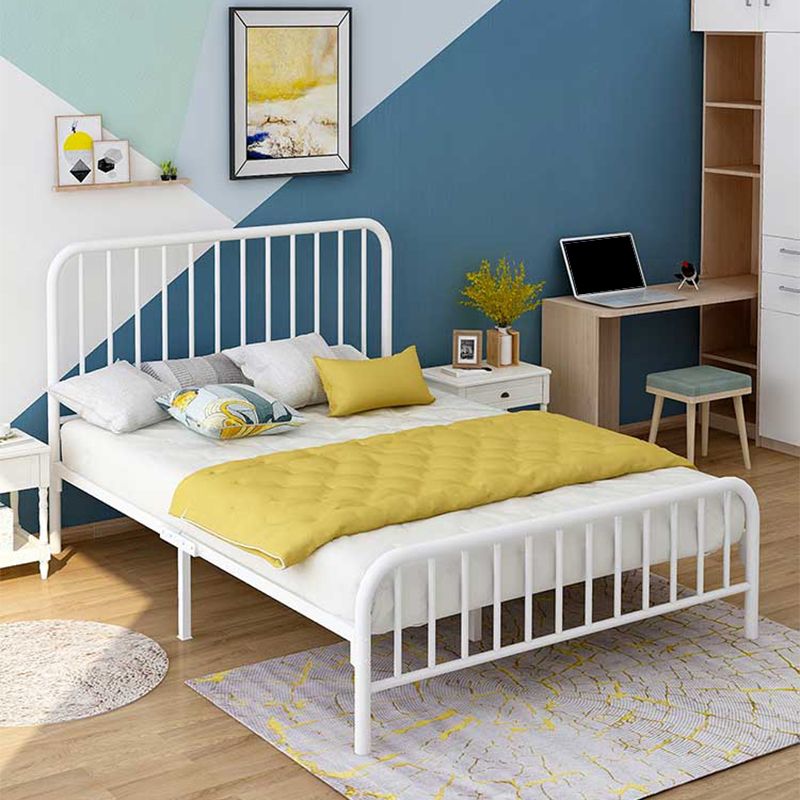 Modern Metal Headboard Bed Frame Rectangular Bed with Metal Legs