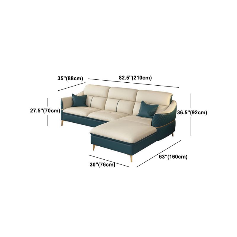 Glam Style Sofa Bed with Padded Leather and White Upholstery Sofa Clearhalo 'furn' 'furn_sectionals' 'Furniture' 'Living Room Furniture' 'Sectionals' 1200x1200_7c4131ef-ebd3-4622-9960-8902cbf93e9a