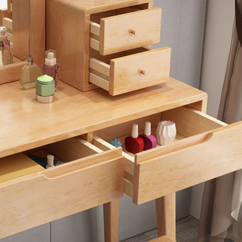 Skandinavischer Massivholz -Waschtisch mit Spiegel, 30,7 "groß