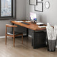 Modern Style Writing Desk Solid Wood Office Desk with Metal Base