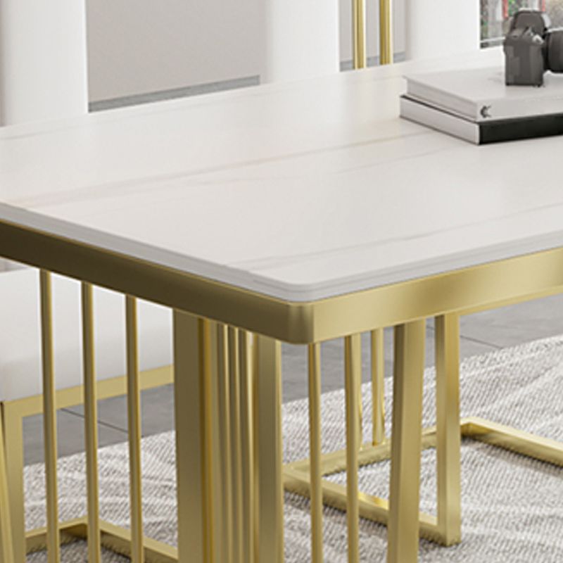 Mesa de piedra rectangular estilo glam para mesa de pedestal de oro del restaurante