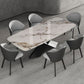 Contemporary Fixed Faux Marble Top Dining Room Table with 2 Black Metallic Legs Kitchen Dining Set Clearhalo 'Dining Room Sets' 'Dining Tables & Seating' 'dining_room_set' 'Furniture' 'furniture_dining_room_set' 'Kitchen & Dining Furniture' 'kitchen&dining_furn' 'kitchen' 1200x1200_7c479896-77b0-4ae0-baa7-f5a3522601a5