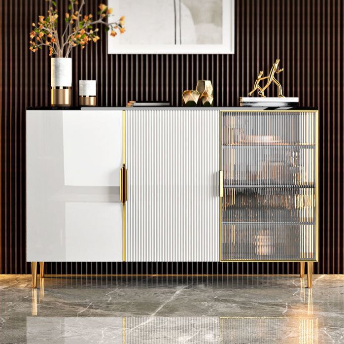 Porte in vetro in legno in stile glam Credenza a buffet con armadi