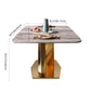 Modern Style Sintered Stone Dining Table with Standard Height Fixed Table and Gold Trestle Base Clearhalo 'Dining Room Sets' 'Dining Tables & Seating' 'dining_room_set' 'furn' 'furn_dining_room_set' 'Furniture' 'furniture_dining_room_set' 'Kitchen & Dining Furniture' 'kitchen&dining_furn' 'kitchen' 1200x1200_7c4819d1-1a79-436a-b385-8129af81198f
