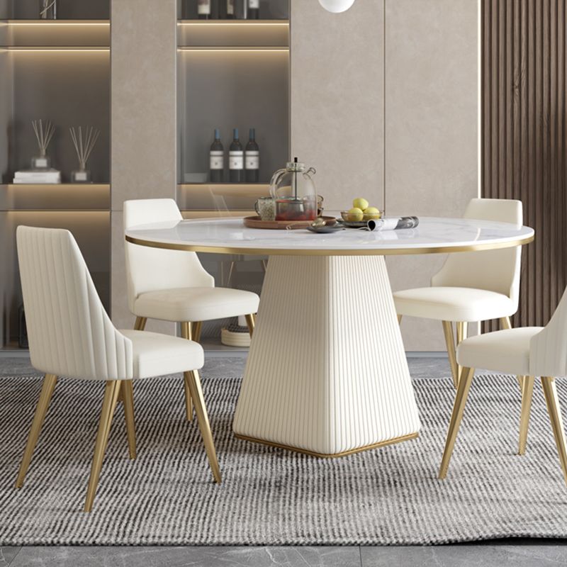 ストーンダイニングルームコレクション豪華なスタイルラウンドペデスタルダイニングテーブル