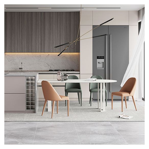 Modern Style Dining Table White Top Sintered Stone Table for Home Clearhalo 'Dining Tables & Seating' 'Dining Tables' 'dining_table' 'furn' 'furn_dining_table' 'Furniture' 'Kitchen & Dining Furniture' 1200x1200_7c48efbb-2ec8-47e3-86aa-ecf2c76c86e4