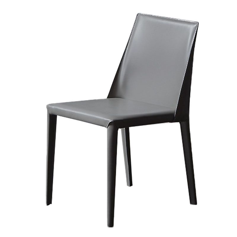 Contemporary Solid Back Armless Side Chairs Leather Dining Chairs for Kitchen Clearhalo ' kitchen&dining_furn' 'Dining Chairs' 'Dining Tables & Seating' 'dining_chair' 'furn' 'furn_dining_chair' 'Furniture' 'furniture_dining_chair' 'Kitchen & Dining Furniture' 'kitchen' 1200x1200_7c49e407-a848-4a3f-a079-d2825b967152