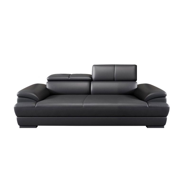 Genuine Leather Pillow Top Arm Sectional Sofa 27.55"High Cushion Back Sofa,Black Clearhalo 'furn' 'furn_sectionals' 'Furniture' 'Living Room Furniture' 'Sectionals' 1200x1200_7c4ab053-cdc0-4371-b8da-4a132baf6e9c