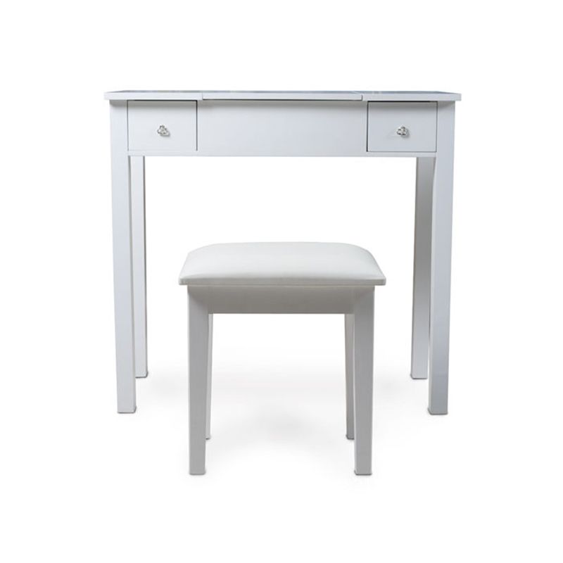 Capovolgimento a specchio singolo vanity scrivania doppia cassettiera dritta piedi in bianco in bianco