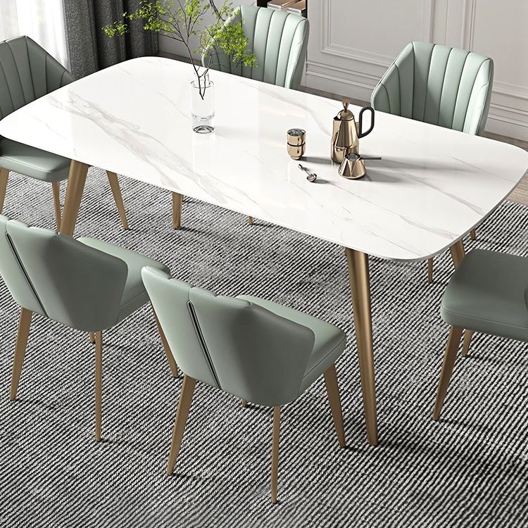 Mesa de comedor fijo rectángulo Mesa de cocina de piedra sinterizada de lujo