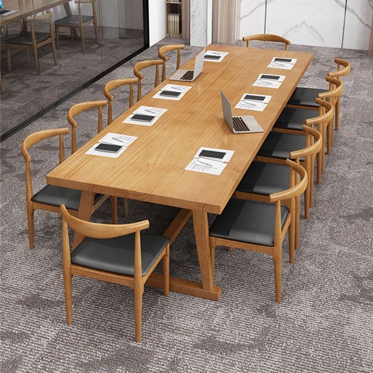 Solid Wood Contemporary Dining Table Rectangle Table with Trestle base Clearhalo ' dining_table' 'Dining Tables & Seating' 'Dining Tables' 'furn' 'furn_dining_table' 'Furniture' 'furniture_dining_table' 'Kitchen & Dining Furniture' 'kitchen&dining_furn' 'kitchen' 'kitchen_dining_table' 1200x1200_7c4f8242-0173-42c5-a774-a3caf8b89dcf