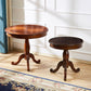 Mesa de pedestal de extremo redondo de madera maciza tradicional mesa de acento de acento lateral en marrón