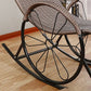 Modern Spindle Wicker Rocking Chair Metal Frame Wheel Handrail Design Rocker Chair