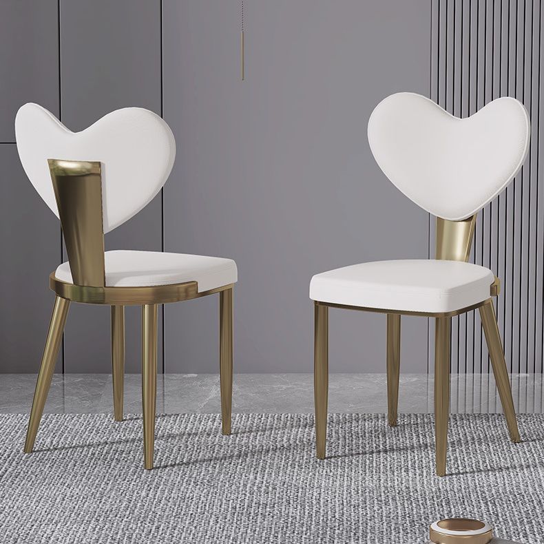 Faux Leather Kitchen Dining Chairs Glam Side Chairs with Metal Base Clearhalo 'Dining Chairs' 'Dining Tables & Seating' 'dining_chair' 'furn' 'furn_dining_chair' 'Furniture' 'Kitchen & Dining Furniture' 1200x1200_7c521565-4f3c-4cf5-acac-2a4ff0f1c71f