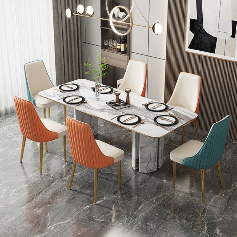 Glam Style Side Chair Leather Parsons Back Dining Chair for Home Clearhalo 'Dining Chairs' 'Dining Tables & Seating' 'dining_chair' 'furn' 'furn_dining_chair' 'Furniture' 'Kitchen & Dining Furniture' 1200x1200_7c52ad34-6dfa-44d6-b56a-3fb2348a521f