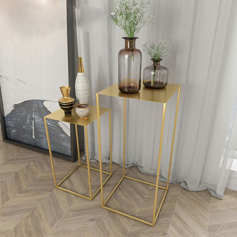 Mid-Century Modern Metal Square Top Side Table Iron Frame End Table