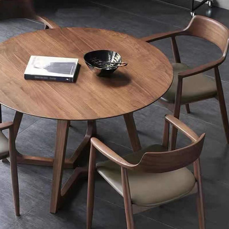 Round Ash Wood Dining Table Modern Solid Wood Table with Metal Double Pedestal Clearhalo ' dining_table' 'Dining Tables & Seating' 'Dining Tables' 'furn' 'furn_dining_table' 'Furniture' 'furniture_dining_table' 'Kitchen & Dining Furniture' 'kitchen&dining_furn' 'kitchen' 'kitchen_dining_table' 1200x1200_7c546367-57b2-445e-999e-040bc8f47e6f