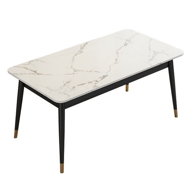 Modern Rectangle Dining Table Sintered Stone Top 4 Iron Legs Dining Room Table Clearhalo 'Dining Tables & Seating' 'Dining Tables' 'dining_table' 'furn' 'furn_dining_table' 'Furniture' 'Kitchen & Dining Furniture' 1200x1200_7c55a862-20dc-434d-9568-0b6e4fa4bdc6