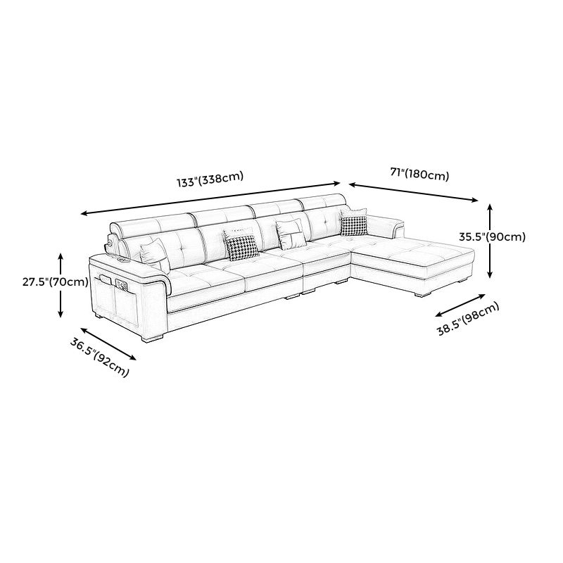 L-shape Sofa Faux Leather/Linen Sectionals with Reversible Chaise and Storage Clearhalo 'furn' 'furn_sectionals' 'Furniture' 'furniture_sectionals' 'Living Room Furniture' 'Sectionals' 1200x1200_7c56c1cc-c710-4391-9b57-4c7c046f52fc