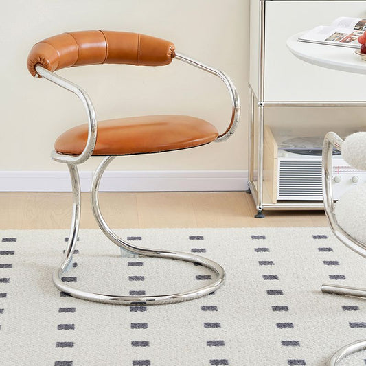 Industrial Style Arm Chair Upholstered Dining Chair for Living Room