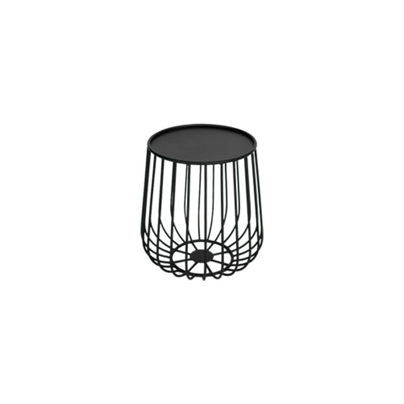 Tray Top Iron Coffee Table Round Metel Cocktail Table in Black