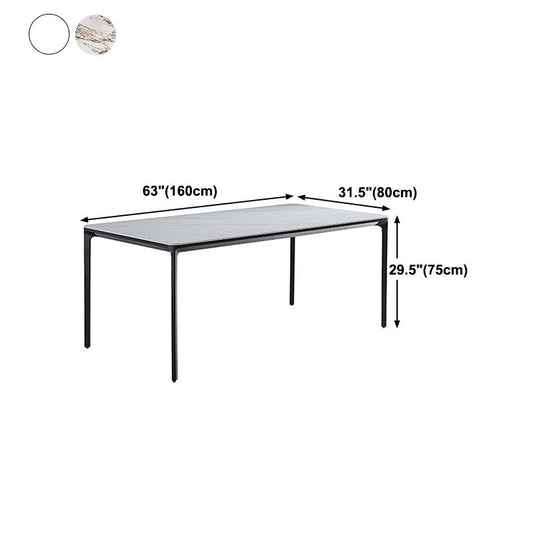 Rectangle Industrial Dining Table Sintered Stone Fixed Table with 4 Legs