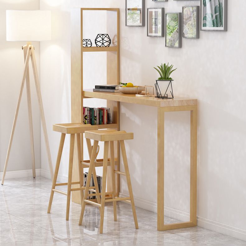 Modern Wooden Pub Table Rectangle Natural Bar Height Cocktail Table with Shelves Clearhalo 'Bar Furniture' 'Bar Tables' 'bar_tables' 'furn' 'furn_bar_tables' 'Furniture' 'Kitchen & Dining Furniture' 1200x1200_7c5b612a-362f-4f11-a72e-9d4436c1f3c7