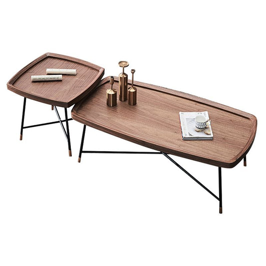 Nordic Round/Rectangle/Triangle Coffee Table Wood Cross Legs Cocktail Table Clearhalo 'Coffee & Accent Tables' 'Coffee Tables' 'coffee_tables' 'furn' 'furn_coffee_tables' 'Furniture' 'furniture_coffee_tables' 'Living Room Furniture' 1200x1200_7c5bf224-a668-49c0-8117-51964b704b18