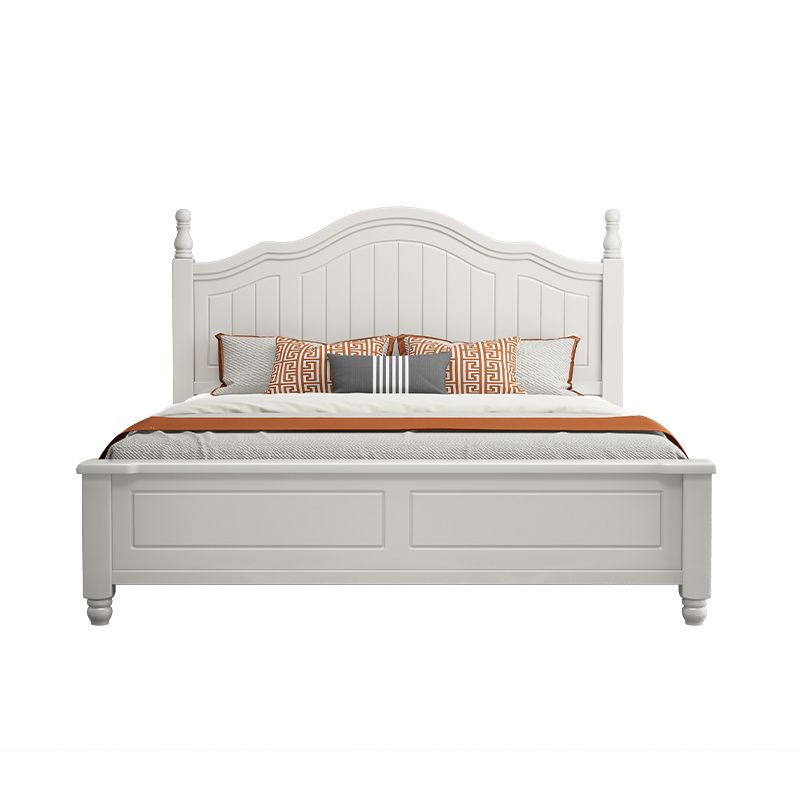 Contemporary Wooden Arched Standard Bed, Panel Headboard Bed