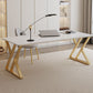 Glam -Schreibtisch Antique Finish Rechteck Computertisch mit Metallbeinen