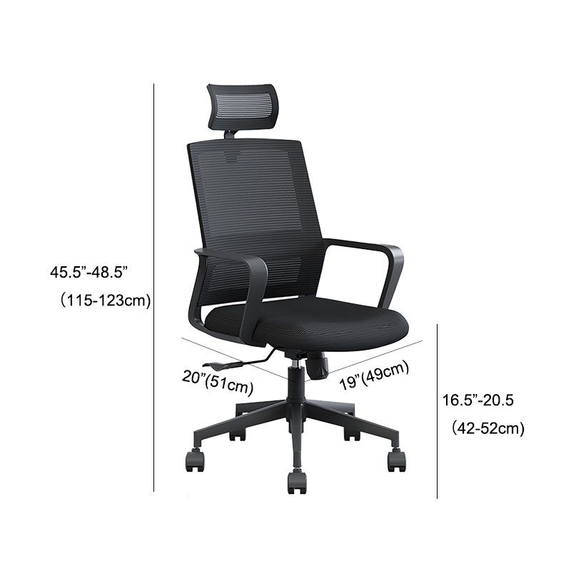 High / Mid Back Bureau Stoel Zwart Mesh Rotatable Desk -stoel met wielen