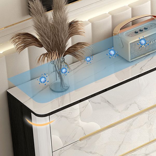 Stenen bovenste borst metalen benen borstladen met laden voor slaapkamer