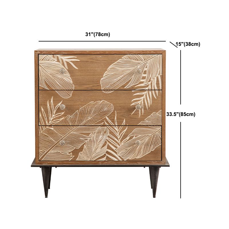 Coffre brun avec tiroirs, armoire rectangulaire en bois en détresse